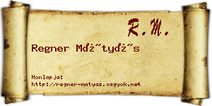 Regner Mátyás névjegykártya